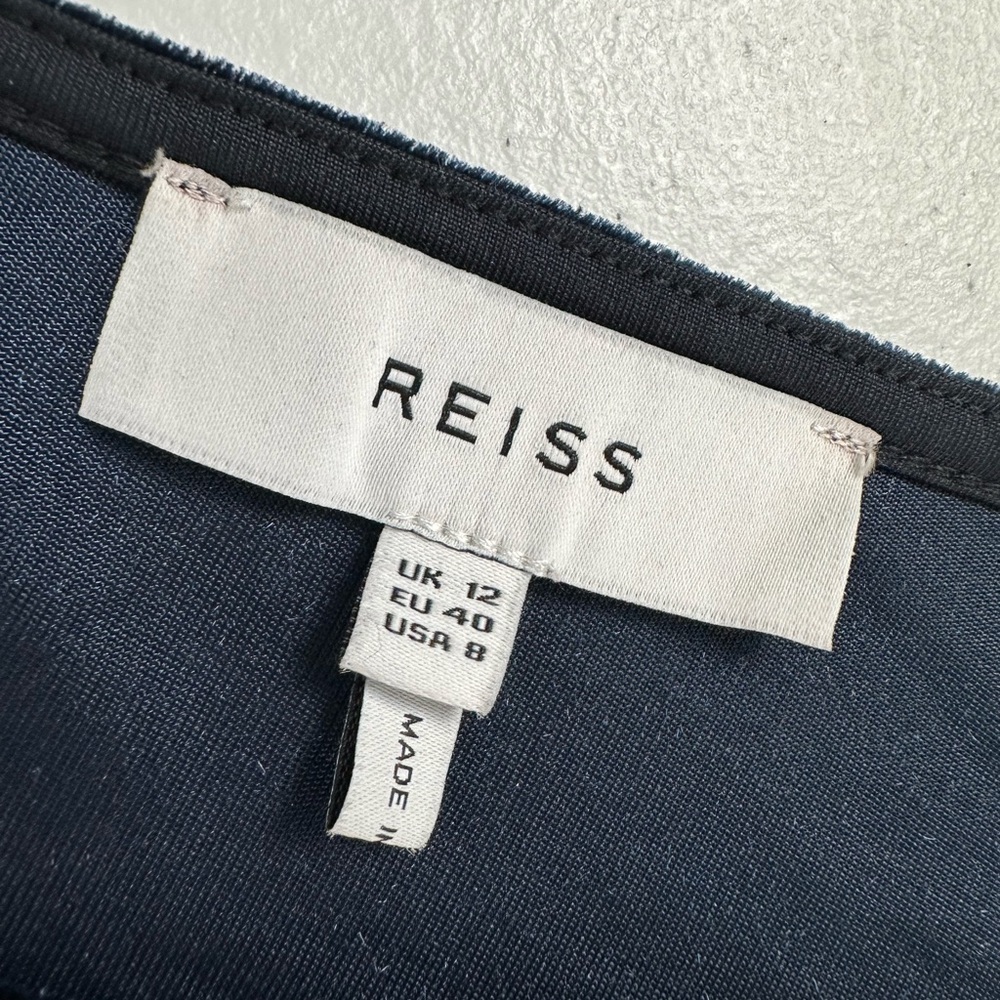 Reiss Katie Cut Out Velvet Mini Dress Navy Size 8 - Picture 7 of 11